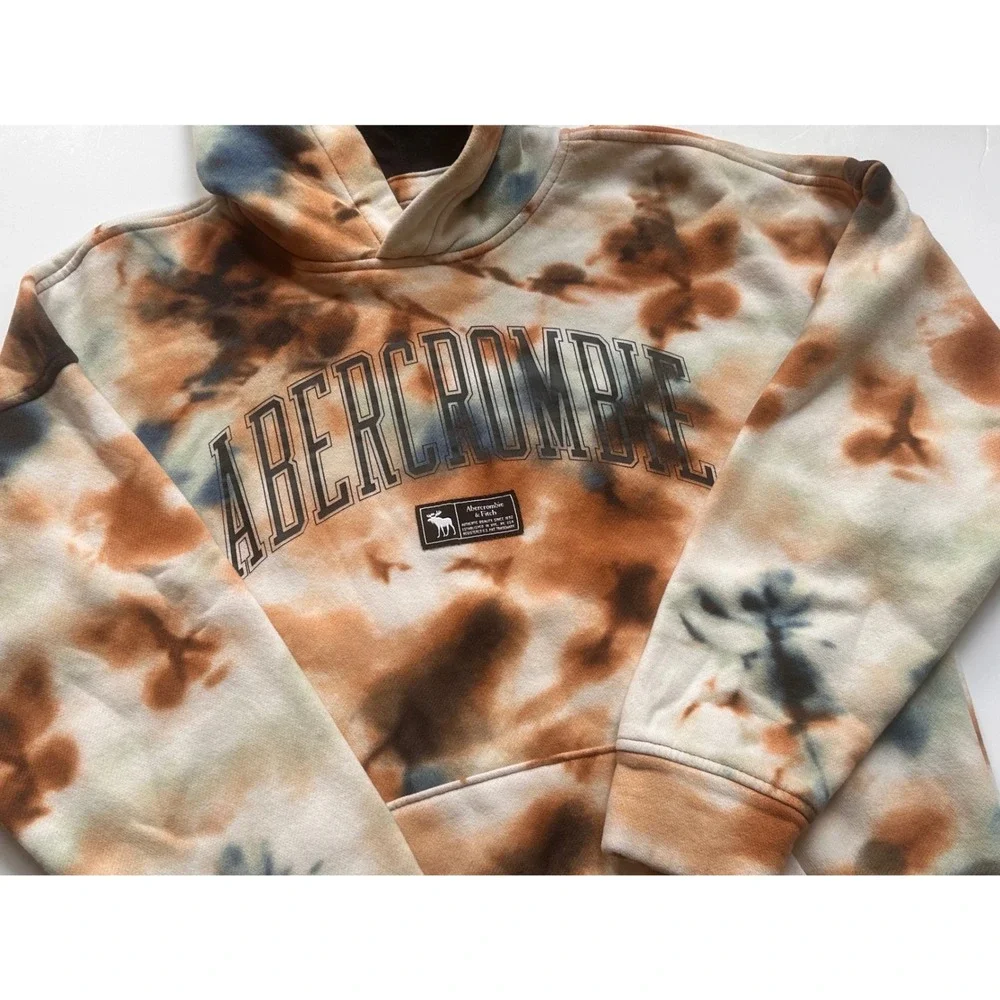 Abercrombie‎ Kids Tie Dye Hoodie Brown Blue Graphic Sweatshirt Size 15/16 XL